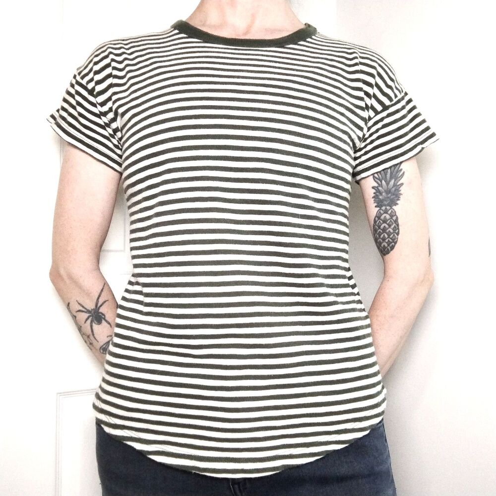 Madewell Striped Tee Size XS Green White